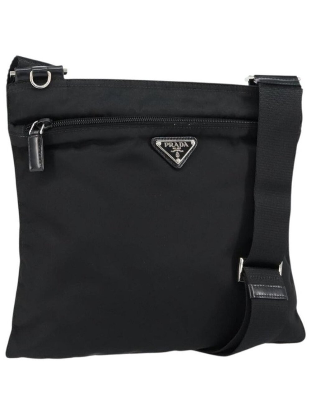 Authentic PRADA Shoulder Bag Nylon Black Silver